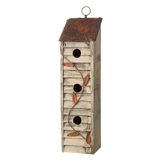 Glitzhome® Tall 3-Tier Distressed Wood Bird House | 5.12" x 4.02" x 17.95" | Michaels®